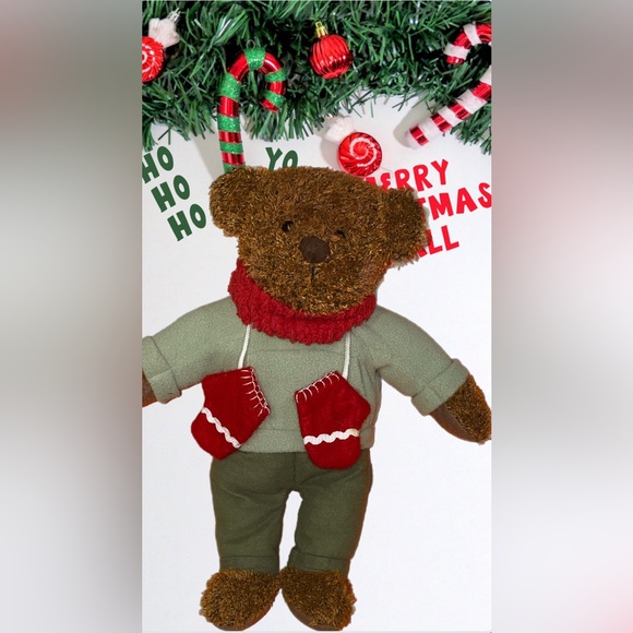 Hallmark teddy bear mittens blush bear 12’’ inch Christmas holiday .pre owned - Picture 8 of 16
